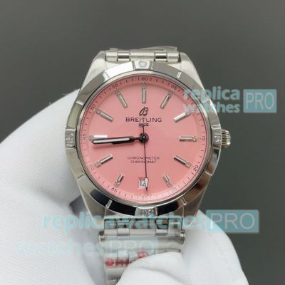 BLS 1:1 Copy Breitling Chronometer Automatic 36mm South Sea Pink Dial Stainless Steel Watch 